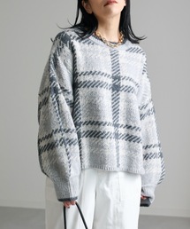 ap retro | 起毛チェック柄ジャガードニット(ニット/セーター)