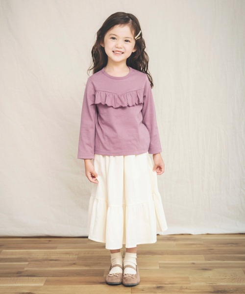 BRANSHES（ブランシェス）の「【WEB限定】胸元フリル長袖Tシャツ（Tシャツ/カットソー・キッズ・パープル/ピンク/アイボリー・110cm/100cm/120cm/130cm/140cm/150cm）」の10枚目の写真