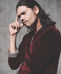 mj8232-velvet material collar-less tailored jacket ジャケット