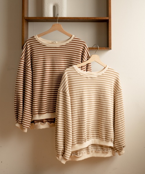 Ambre Neige(アンブルネージュ)の「ボリュームボーダープルオーバー/【WEB/EC限定商品】(Tシャツ/カットソー・レディース・ダークブラウン/ベージュ・FREE)」の12枚目の写真