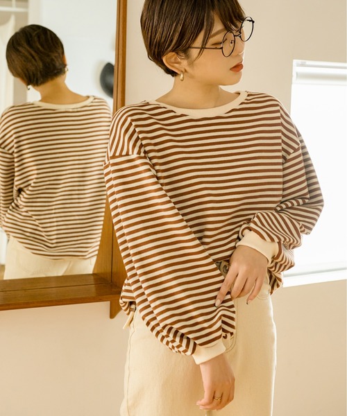 Ambre Neige(アンブルネージュ)の「ボリュームボーダープルオーバー/【WEB/EC限定商品】(Tシャツ/カットソー・レディース・ダークブラウン/ベージュ・FREE)」の18枚目の写真