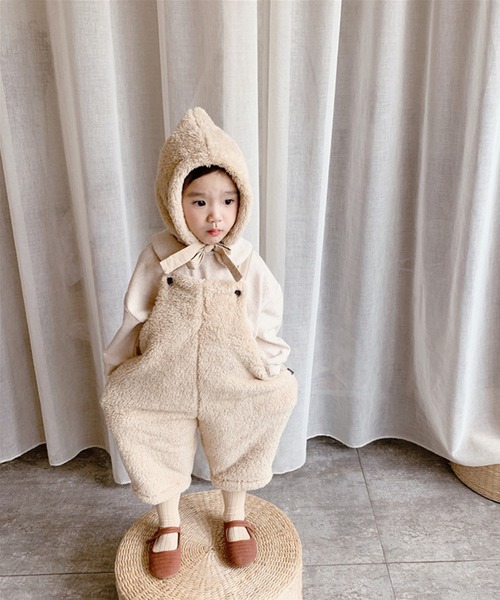 Aimoha Kids 韓国子供服 激可愛いボアサロペット お揃いのハット付き