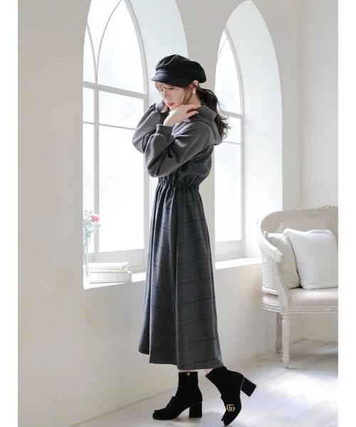 Areeam（アリーム）の「迷わず手に取るパーカーワンピース（ワンピース・レディース・ボルドー/チャコールグレー・FREE）」の18枚目の写真