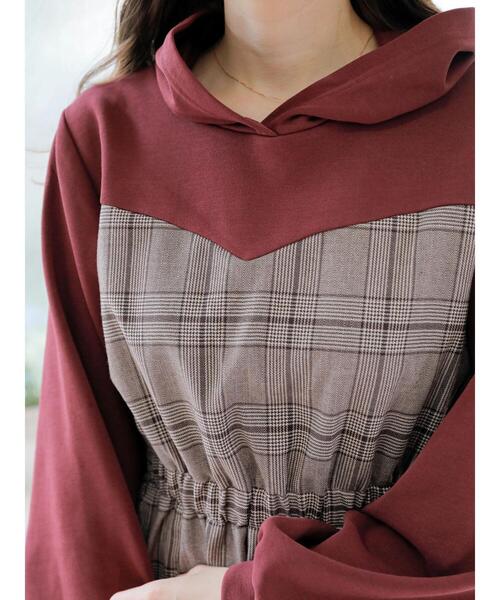 Areeam（アリーム）の「迷わず手に取るパーカーワンピース（ワンピース・レディース・ボルドー/チャコールグレー・FREE）」の19枚目の写真