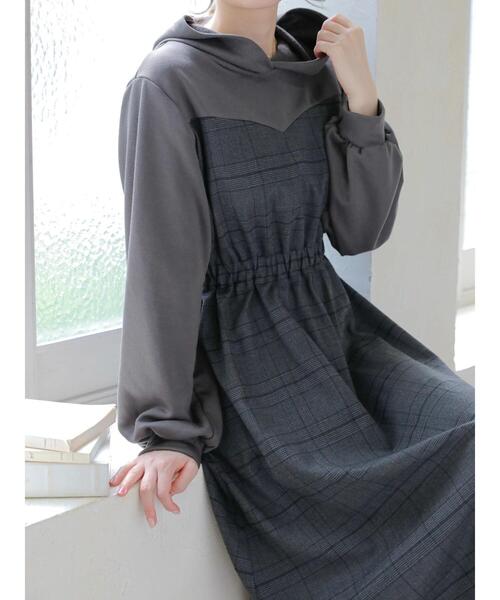 Areeam（アリーム）の「迷わず手に取るパーカーワンピース（ワンピース・レディース・ボルドー/チャコールグレー・FREE）」の14枚目の写真