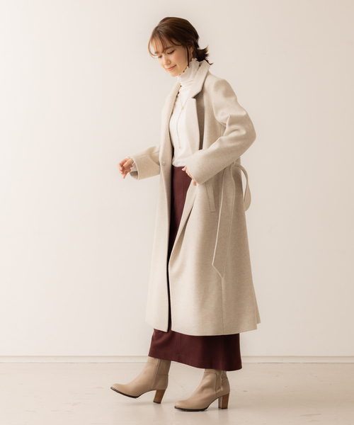 abahouse mavie（アバハウスマヴィ）の「ベルト付ロングコート（その他アウター・レディース・ブラック/ダークブラウン/アイボリー・フリー）」の2枚目の写真