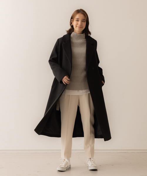 abahouse mavie（アバハウスマヴィ）の「ベルト付ロングコート（その他アウター・レディース・ブラック/ダークブラウン/アイボリー・フリー）」の3枚目の写真