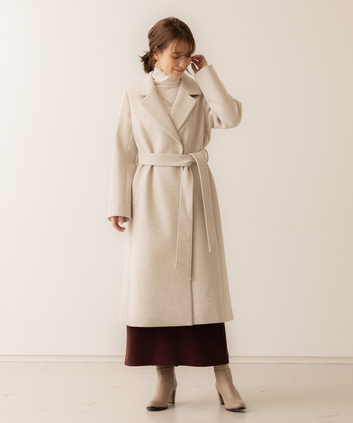 abahouse mavie（アバハウスマヴィ）の「ベルト付ロングコート（その他アウター・レディース・ブラック/ダークブラウン/アイボリー・フリー）」の5枚目の写真