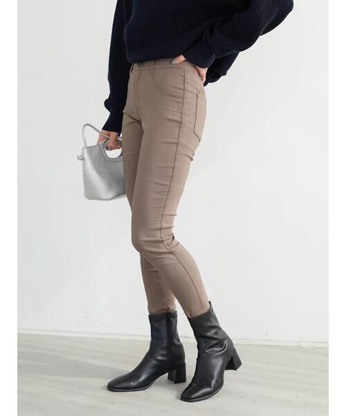 Green Parks(グリーンパークス)の「裏起毛ストレッチスキニーパンツ*(その他パンツ・レディース・ブラック/ネイビー/モカ・S/M/L)」の5枚目の写真