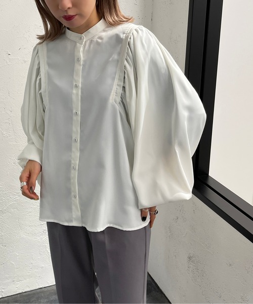 apres jour mignon(アプレジュールミニョン)の「袖ボリュームブラウス【ZOZOTOWN限定アイテム】(シャツ/ブラウス・レディース・ブラック/オフホワイト/ダークブルー・X-LARGE/フリー)」の9枚目の写真
