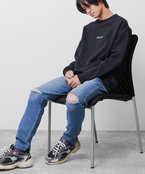 RAT EFFECT(ラットエフェクト)の「デニムクラッシュ加工スリムストレートパンツ(デニムパンツ・キッズ・ネイビー/ブルー・130/160/140/120/150/170)」の6枚目の写真