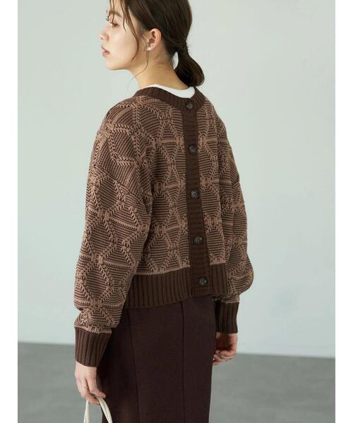 earth music&ecology（アースミュージックアンドエコロジー）の「2way ジャカードニットカーディガン(ダイヤ)（カーディガン/ボレロ・レディース・ブラック/ブラウン/ネイビー・FREE）」の20枚目の写真