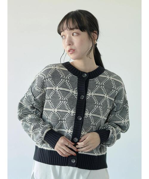 earth music&ecology（アースミュージックアンドエコロジー）の「2way ジャカードニットカーディガン(ダイヤ)（カーディガン/ボレロ・レディース・ブラック/ブラウン/ネイビー・FREE）」の22枚目の写真