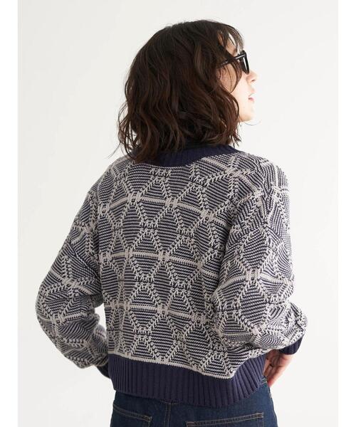 earth music&ecology（アースミュージックアンドエコロジー）の「2way ジャカードニットカーディガン(ダイヤ)（カーディガン/ボレロ・レディース・ブラック/ブラウン/ネイビー・FREE）」の8枚目の写真