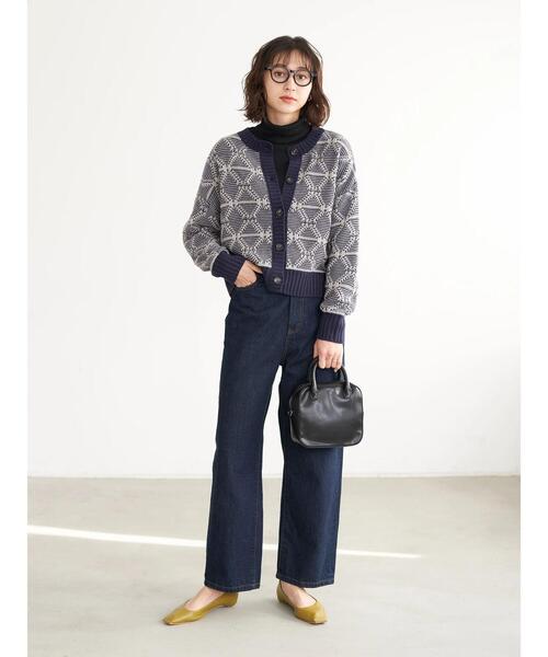 earth music&ecology（アースミュージックアンドエコロジー）の「2way ジャカードニットカーディガン(ダイヤ)（カーディガン/ボレロ・レディース・ブラック/ブラウン/ネイビー・FREE）」の9枚目の写真