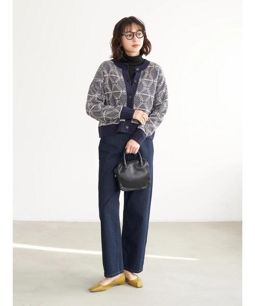 earth music&ecology（アースミュージックアンドエコロジー）の「2way ジャカードニットカーディガン(ダイヤ)（カーディガン/ボレロ・レディース・ブラック/ブラウン/ネイビー・FREE）」の10枚目の写真