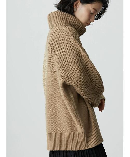 AMERICAN HOLIC（アメリカンホリック）の「タートルネック編み違いニットチュニック（ニット/セーター・レディース・ブラウン/アイボリー・M/L）」の8枚目の写真