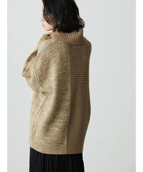 AMERICAN HOLIC（アメリカンホリック）の「タートルネック編み違いニットチュニック（ニット/セーター・レディース・ブラウン/アイボリー・M/L）」の9枚目の写真