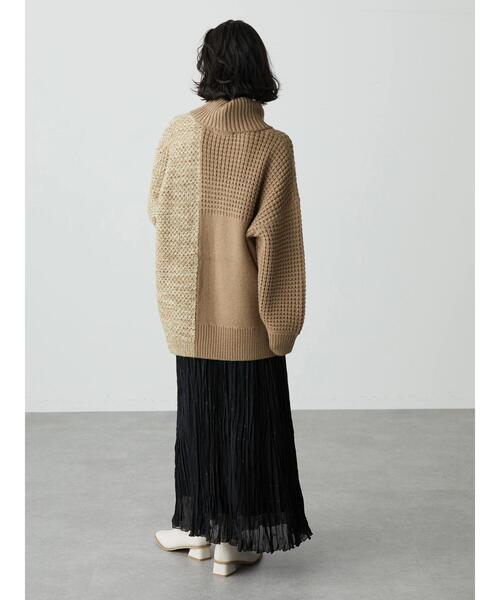 AMERICAN HOLIC（アメリカンホリック）の「タートルネック編み違いニットチュニック（ニット/セーター・レディース・ブラウン/アイボリー・M/L）」の12枚目の写真