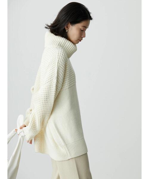 AMERICAN HOLIC（アメリカンホリック）の「タートルネック編み違いニットチュニック（ニット/セーター・レディース・ブラウン/アイボリー・M/L）」の14枚目の写真