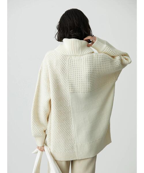 AMERICAN HOLIC（アメリカンホリック）の「タートルネック編み違いニットチュニック（ニット/セーター・レディース・ブラウン/アイボリー・M/L）」の16枚目の写真