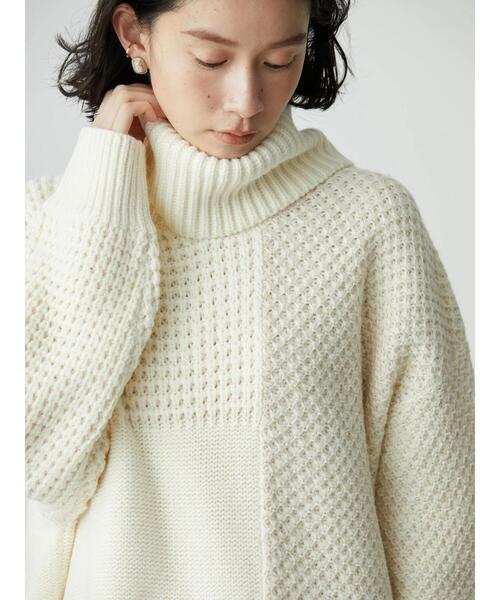 AMERICAN HOLIC（アメリカンホリック）の「タートルネック編み違いニットチュニック（ニット/セーター・レディース・ブラウン/アイボリー・M/L）」の17枚目の写真