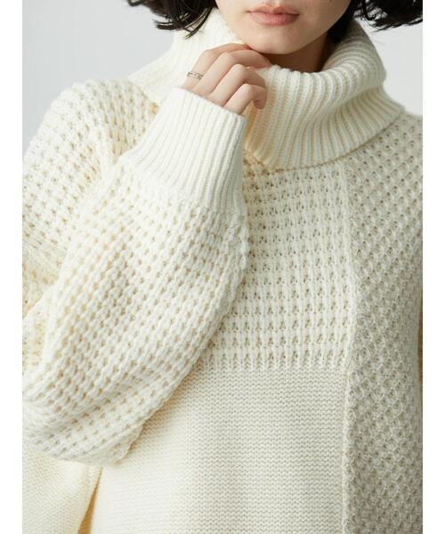 AMERICAN HOLIC（アメリカンホリック）の「タートルネック編み違いニットチュニック（ニット/セーター・レディース・ブラウン/アイボリー・M/L）」の18枚目の写真