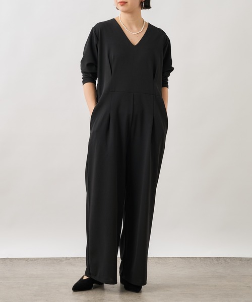 Omekashi（オメカシ）の「Onf(オンフ) カットジョーゼットサロペット（サロペット/オーバーオール・レディース・ブラック/ブラウン・38/36）」の2枚目の写真