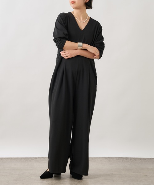 Omekashi（オメカシ）の「Onf(オンフ) カットジョーゼットサロペット（サロペット/オーバーオール・レディース・ブラック/ブラウン・38/36）」の5枚目の写真