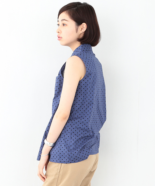 BEAMS BOY（ビームスボーイ）の「BEAMS BOY / ドット Aライン ノースリーブ シャツ（シャツ/ブラウス・レディース・ホワイト/ブルー/ネイビー・ONE SIZE）」の20枚目の写真