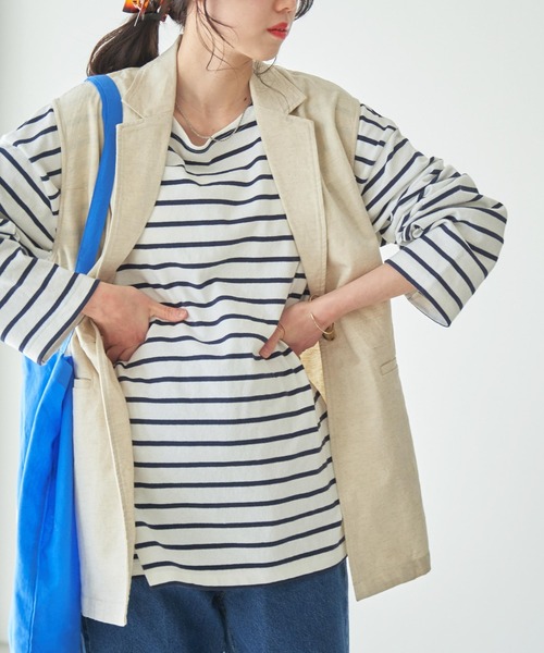 WEGO（ウィゴー）の「WEGO/リネンブレンドノースリーブジャケット（ベスト・レディース・ブラック/ナチュラル・FREE）」の16枚目の写真