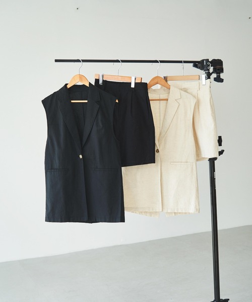 WEGO（ウィゴー）の「WEGO/リネンブレンドノースリーブジャケット（ベスト・レディース・ブラック/ナチュラル・FREE）」の19枚目の写真