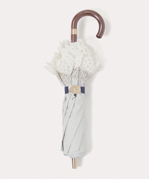 POLO RALPH LAUREN（ポロ ラルフ ローレン）の「遮光 晴雨兼用 折りたたみ日傘　”エンブフリル”（折りたたみ傘・レディース・オフホワイト/ネイビー/ブラック/ブラウン/カーキ/サックスブルー/ダークブルー・FREE）」の16枚目の写真