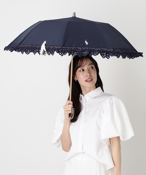 新品⭐️ ポロ ラルフローレン 日傘 晴雨兼用 エンブフリル パラソル 遮光 晴雨兼用 折りたたみ日傘 ”エンブフリル”（折りたたみ傘）｜POLO