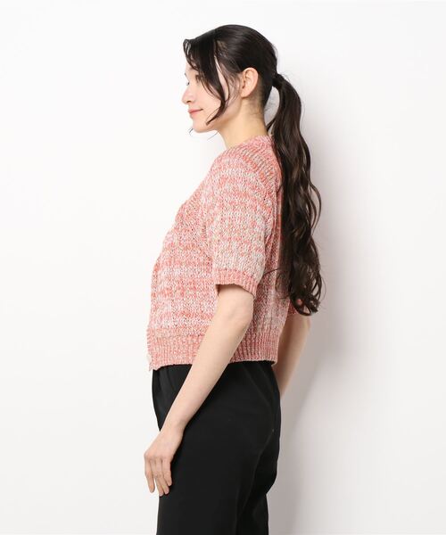 Q(キュー)の「MIX ざっくりショートカーデ(カーディガン/ボレロ・レディース・ライトブルー/オレンジ・MEDIUM)」の3枚目の写真