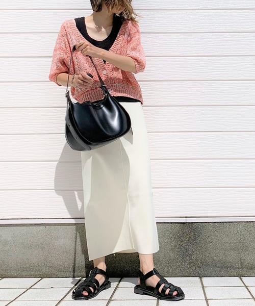 Q(キュー)の「MIX ざっくりショートカーデ(カーディガン/ボレロ・レディース・ライトブルー/オレンジ・MEDIUM)」の13枚目の写真