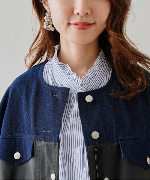 Chez toi（シェトワ）の「ネックフリル裾ラウンドシャツ（シャツ/ブラウス・レディース・オフホワイト/ブルー・FREE）」の20枚目の写真