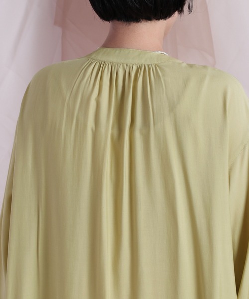 cepo（セポ）の「ビックポケットシャーリングワンピース（シャツワンピース・レディース・ブラック/オフホワイト/イエロー・M）」の7枚目の写真