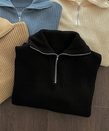 BEIDELLI | Beidelli(ベイデリ)ルーズフィットワッフルハーフジップニット(ニット/セーター)