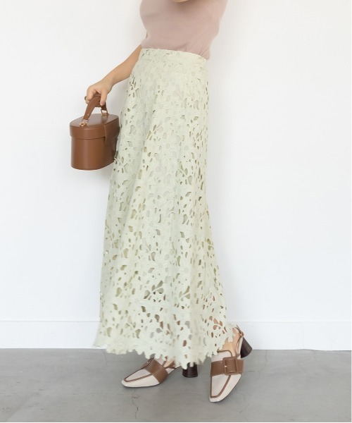 RANDA（ランダ）の「ケミカルレースフレアスカート（スカート・レディース・パープル/グリーン/アイボリー・1/0）」の8枚目の写真