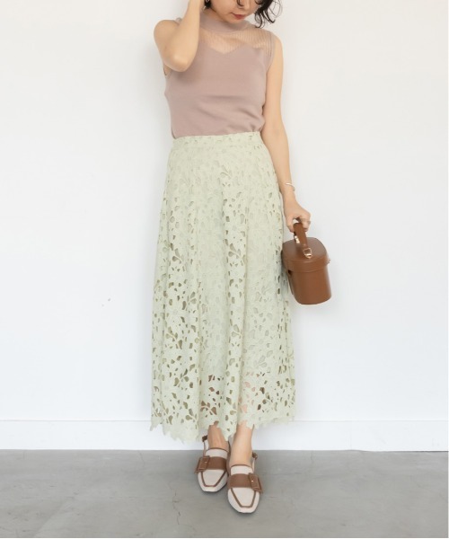 RANDA（ランダ）の「ケミカルレースフレアスカート（スカート・レディース・パープル/グリーン/アイボリー・1/0）」の9枚目の写真