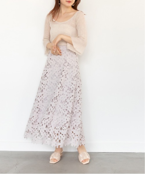 RANDA（ランダ）の「ケミカルレースフレアスカート（スカート・レディース・パープル/グリーン/アイボリー・1/0）」の12枚目の写真