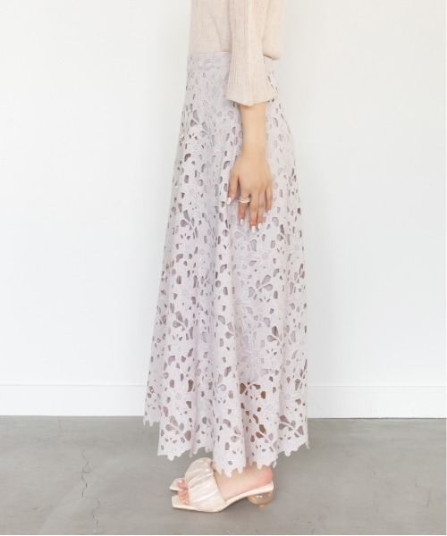 RANDA（ランダ）の「ケミカルレースフレアスカート（スカート・レディース・パープル/グリーン/アイボリー・1/0）」の13枚目の写真