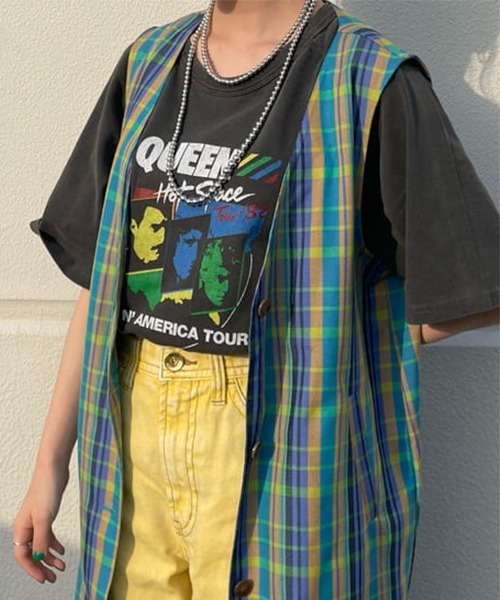 RODEO CROWNS WIDE BOWL(ロデオクラウンズワイドボウル)の「チェックノースリーブジレ(ベスト・レディース・ブルー系その他3/グリーン系その他・FREE)」の17枚目の写真