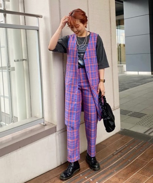 RODEO CROWNS WIDE BOWL(ロデオクラウンズワイドボウル)の「チェックノースリーブジレ(ベスト・レディース・ブルー系その他3/グリーン系その他・FREE)」の19枚目の写真