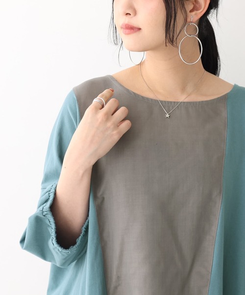 osharewalker（オシャレウォーカー）の「【廃盤】『配色異素材切替アシメカットソー』（Tシャツ/カットソー・レディース・ブラック/杢グレー/グレイッシュブルー・FREE）」の11枚目の写真