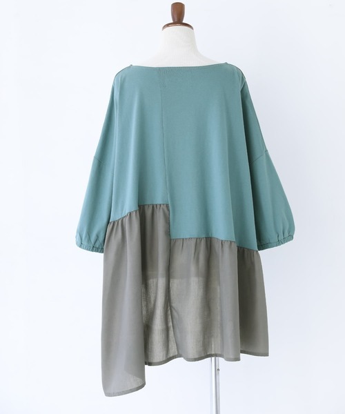 osharewalker（オシャレウォーカー）の「【廃盤】『配色異素材切替アシメカットソー』（Tシャツ/カットソー・レディース・ブラック/杢グレー/グレイッシュブルー・FREE）」の21枚目の写真