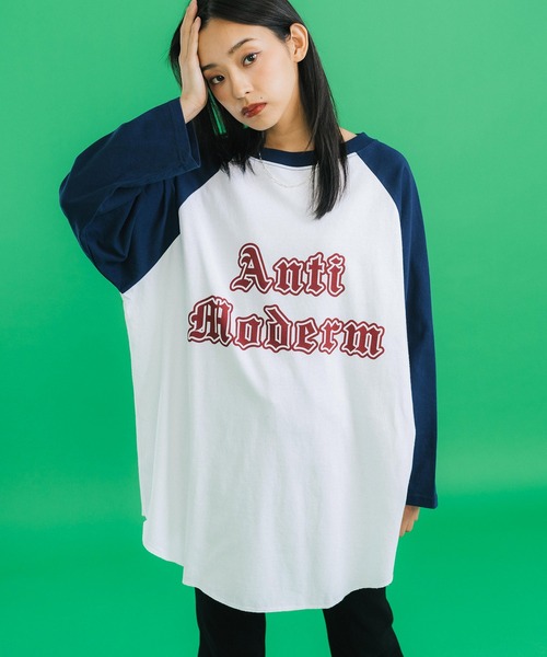 Ressaca(レサーカ)の「オーバーサイズ ラグランTシャツ ビッグシルエット(Tシャツ/カットソー・メンズ・チャコールグレー/グレー/グリーン/バーガンディー/ネイビー・M/L)」の5枚目の写真