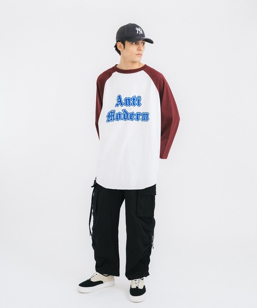 Ressaca(レサーカ)の「オーバーサイズ ラグランTシャツ ビッグシルエット(Tシャツ/カットソー・メンズ・チャコールグレー/グレー/グリーン/バーガンディー/ネイビー・M/L)」の17枚目の写真