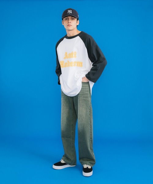 Ressaca(レサーカ)の「オーバーサイズ ラグランTシャツ ビッグシルエット(Tシャツ/カットソー・メンズ・チャコールグレー/グレー/グリーン/バーガンディー/ネイビー・M/L)」の9枚目の写真